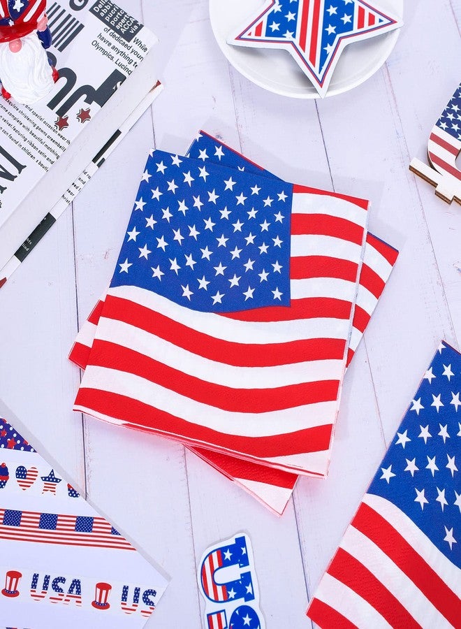 وولاين مناديل ورقية وطنية من والين، مقاس 6.5 × 6.5 بوصة، مزينة بعلم أمريكي، للاستخدام مرة واحدة، مناسبة للاحتفال بيوم الاستقلال الأمريكي (4 يوليو) بألوان الأحمر والأزرق والأبيض والنجوم والخطوط، عبوة من 80 منديلًا. - Image 3